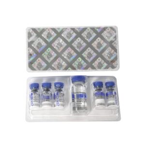Open box with 5 vials Ipamorelin ZPHC, total 25 mg peptide (5 mg each)