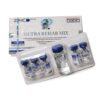 Open box with 5 vials Ultra Rehab Mix ZPHC, total 50 mg peptide (each vial 10 mg: BPC-157 5 mg + TB-500 5 mg)