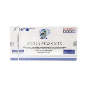 Mega Mass Mix ZPHC 50 mg — box with 5 × 10 mg lyophilised GHRP-6 + CJC-1295 vials